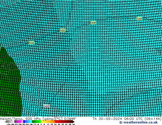 Height/Temp. 500 hPa ECMWF Th 30.05.2024 06 UTC