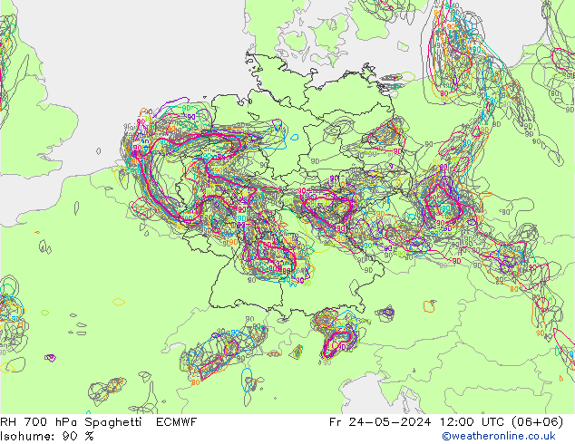 RV 700 hPa Spaghetti ECMWF vr 24.05.2024 12 UTC