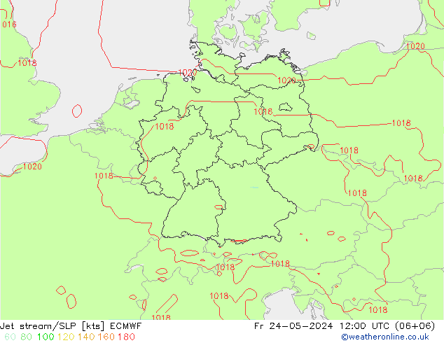 Jet stream/SLP ECMWF Fr 24.05.2024 12 UTC