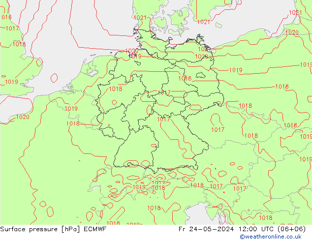 Pressione al suolo ECMWF ven 24.05.2024 12 UTC