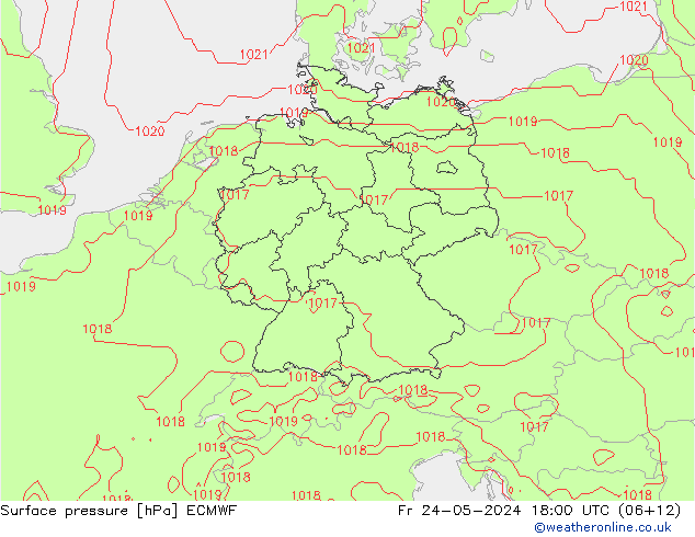 Surface pressure ECMWF Fr 24.05.2024 18 UTC