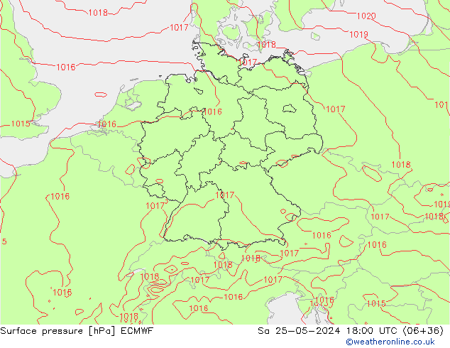 ciśnienie ECMWF so. 25.05.2024 18 UTC