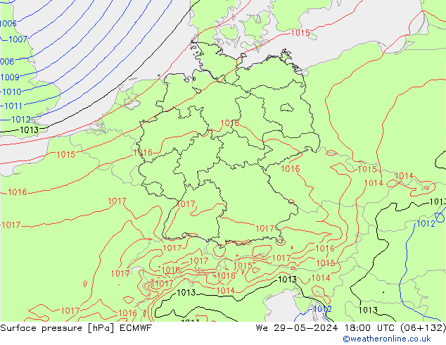 Pressione al suolo ECMWF mer 29.05.2024 18 UTC