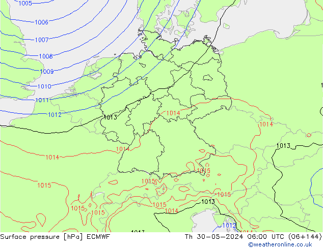 Surface pressure ECMWF Th 30.05.2024 06 UTC