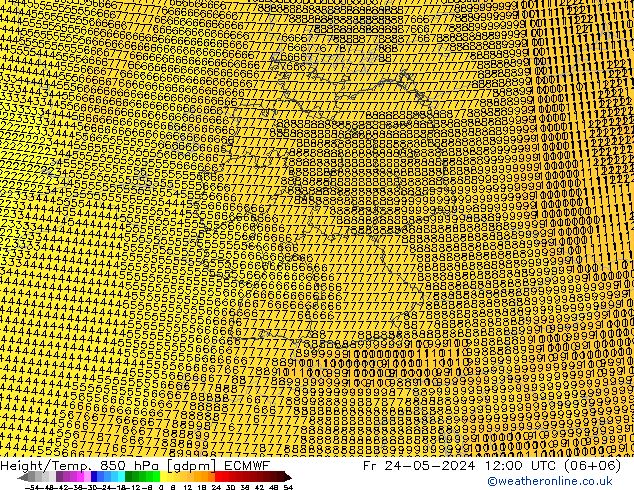 Height/Temp. 850 hPa ECMWF Fr 24.05.2024 12 UTC