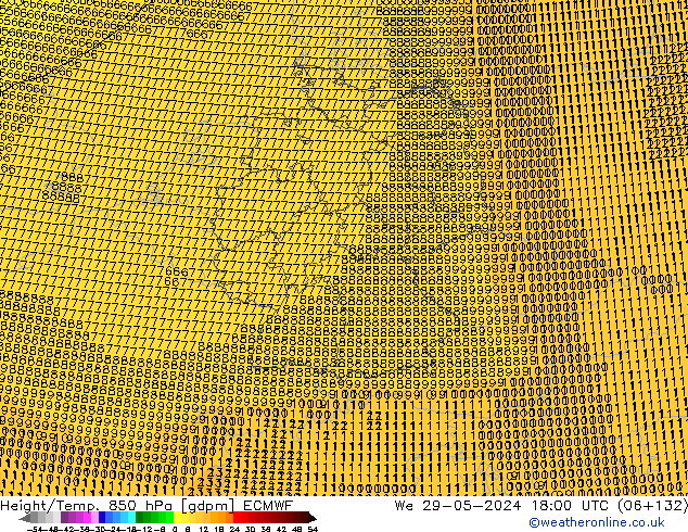 Height/Temp. 850 hPa ECMWF We 29.05.2024 18 UTC