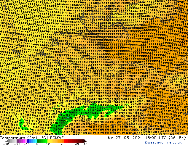 Temperatura (2m) ECMWF lun 27.05.2024 18 UTC