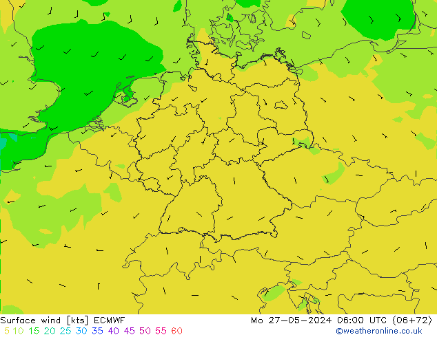 ветер 10 m ECMWF пн 27.05.2024 06 UTC