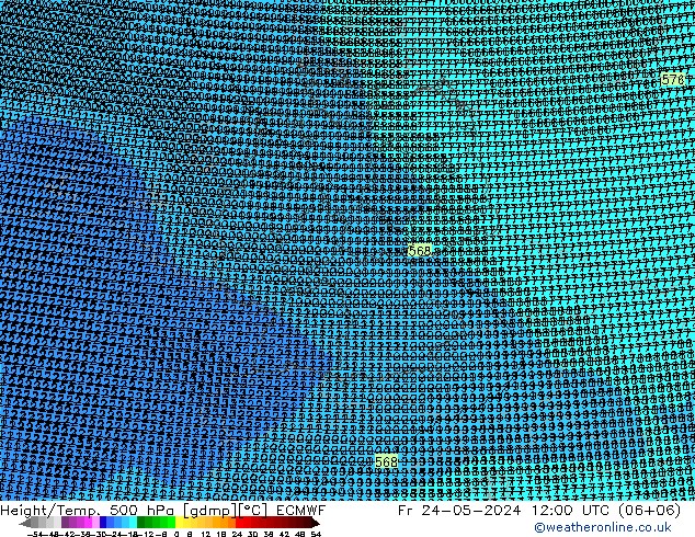 Geop./Temp. 500 hPa ECMWF vie 24.05.2024 12 UTC