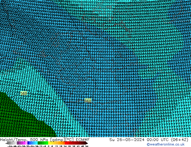Hoogte/Temp. 500 hPa ECMWF zo 26.05.2024 00 UTC