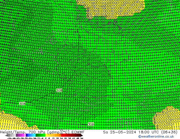 Yükseklik/Sıc. 700 hPa ECMWF Cts 25.05.2024 18 UTC