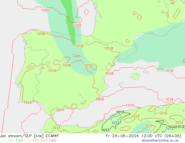 Jet stream/SLP ECMWF Fr 24.05.2024 12 UTC