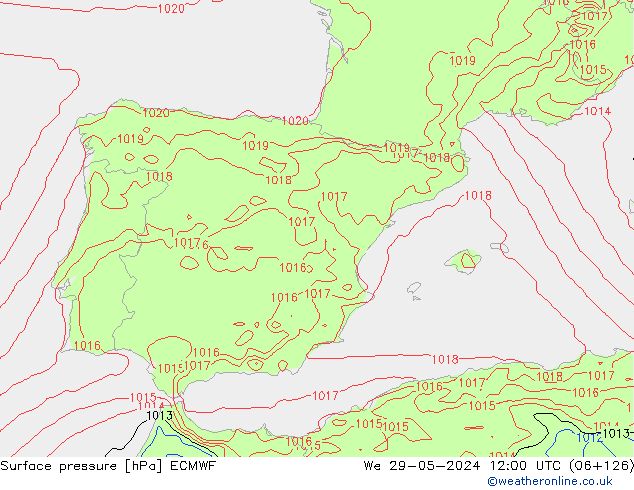 ciśnienie ECMWF śro. 29.05.2024 12 UTC