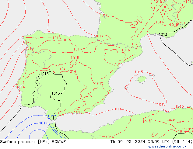 Luchtdruk (Grond) ECMWF do 30.05.2024 06 UTC