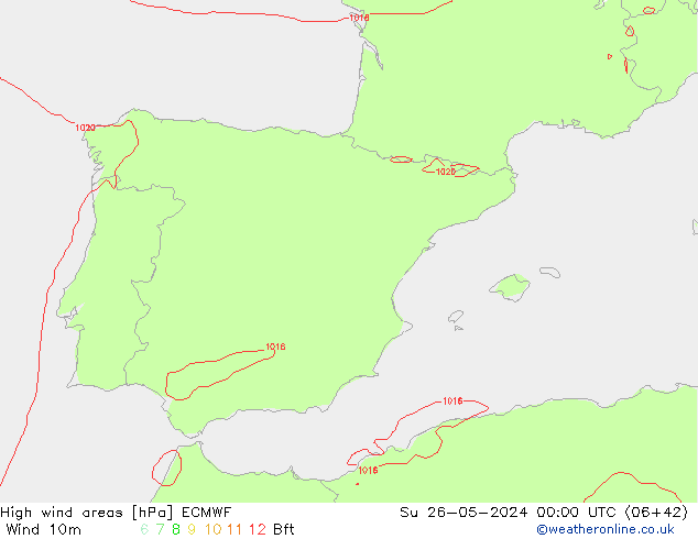 High wind areas ECMWF dom 26.05.2024 00 UTC