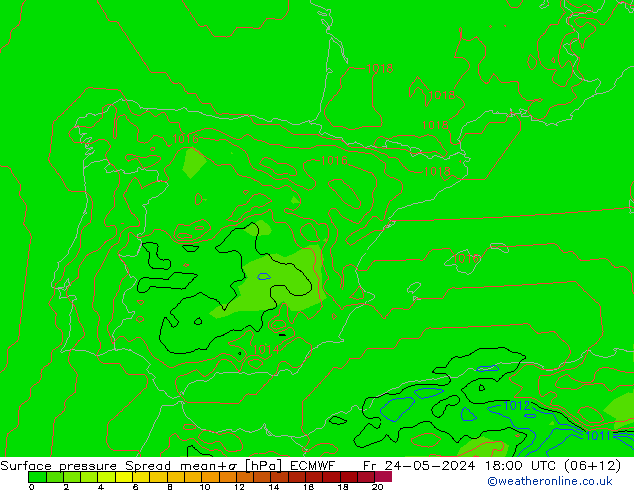 Bodendruck Spread ECMWF Fr 24.05.2024 18 UTC
