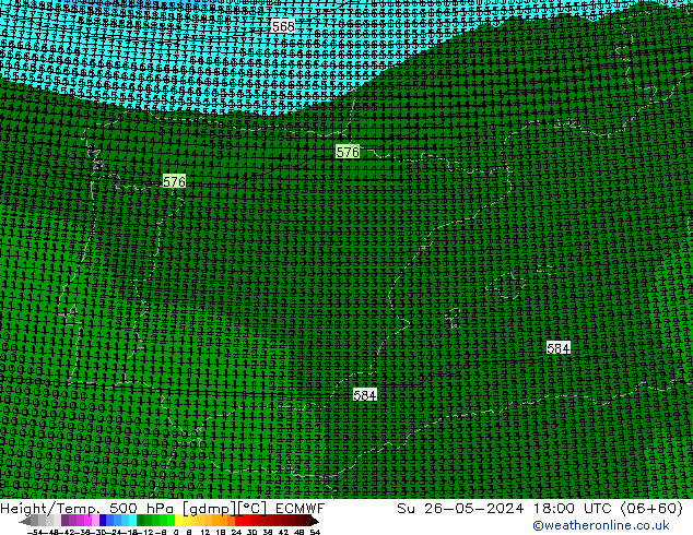 Height/Temp. 500 hPa ECMWF Dom 26.05.2024 18 UTC