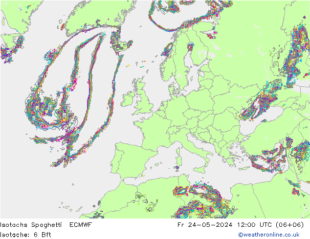 Isotaca Spaghetti ECMWF vie 24.05.2024 12 UTC