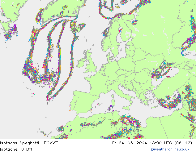 Isotachen Spaghetti ECMWF vr 24.05.2024 18 UTC