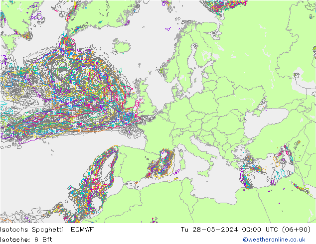 Isotachs Spaghetti ECMWF вт 28.05.2024 00 UTC