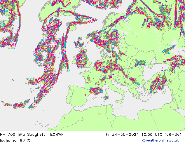 RV 700 hPa Spaghetti ECMWF vr 24.05.2024 12 UTC