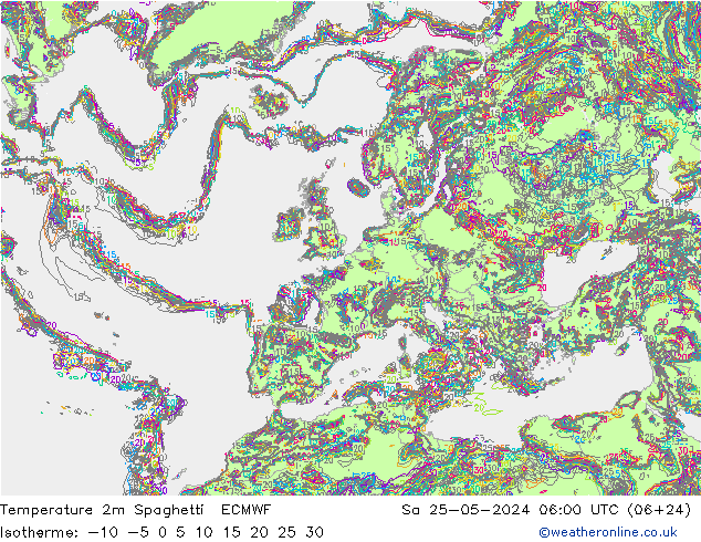 Temperaturkarte Spaghetti ECMWF Sa 25.05.2024 06 UTC