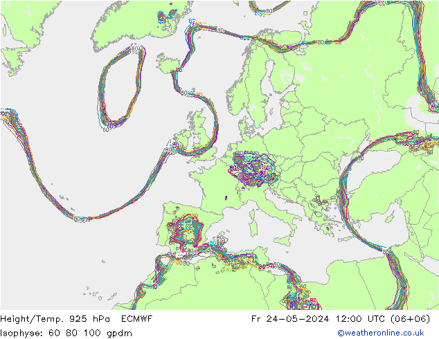 Géop./Temp. 925 hPa ECMWF ven 24.05.2024 12 UTC