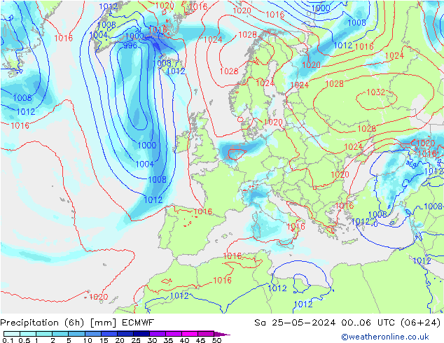 Yağış (6h) ECMWF Cts 25.05.2024 06 UTC