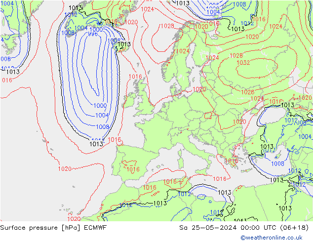 Surface pressure ECMWF Sa 25.05.2024 00 UTC