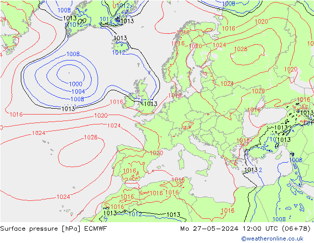 ciśnienie ECMWF pon. 27.05.2024 12 UTC