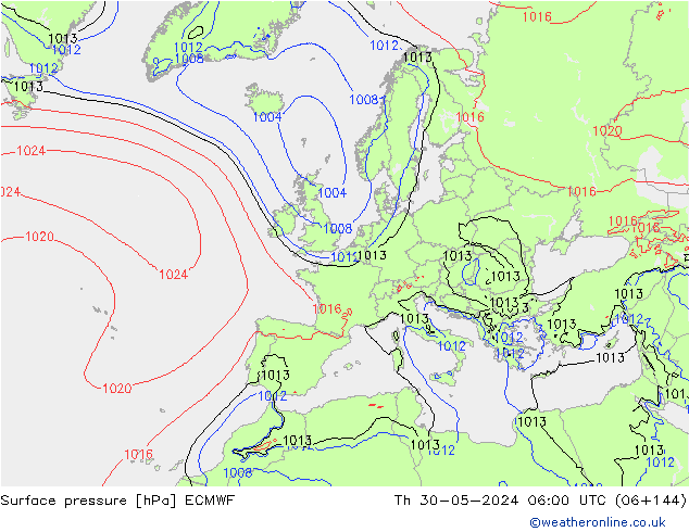 地面气压 ECMWF 星期四 30.05.2024 06 UTC