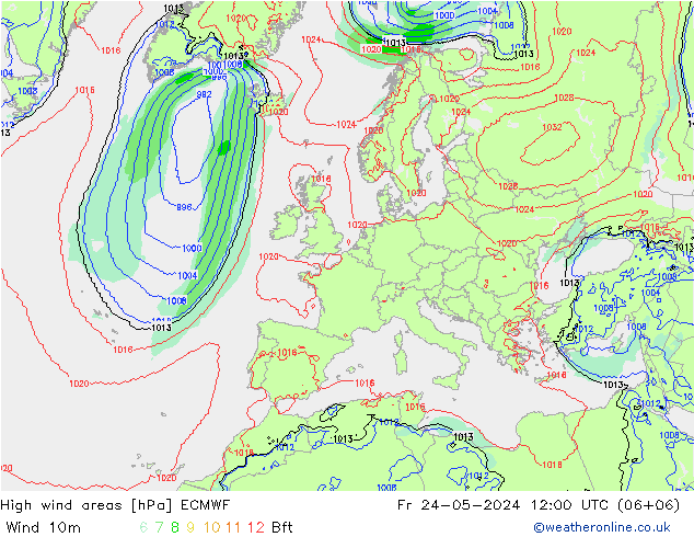 Windvelden ECMWF vr 24.05.2024 12 UTC