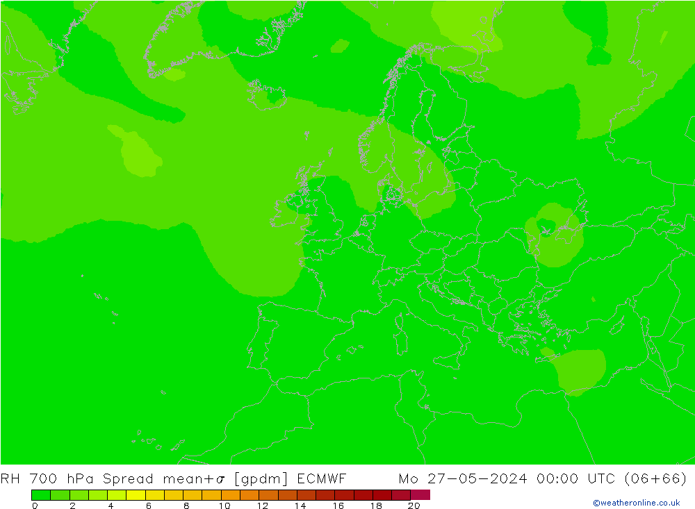 RH 700 hPa Spread ECMWF Mo 27.05.2024 00 UTC