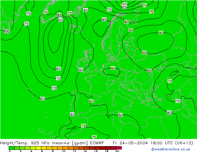 Height/Temp. 925 hPa ECMWF Sex 24.05.2024 18 UTC