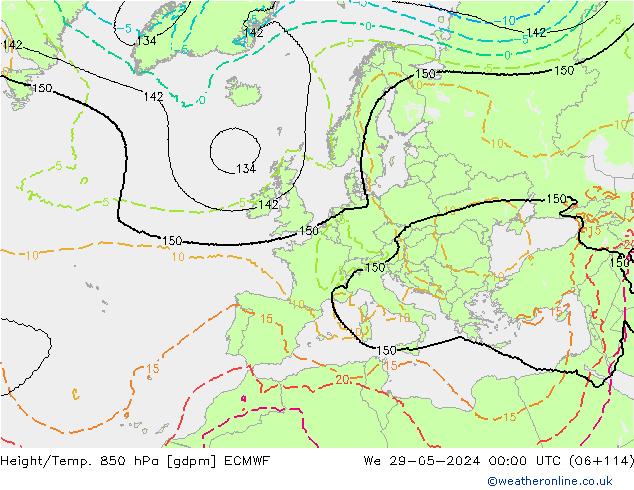 Height/Temp. 850 hPa ECMWF We 29.05.2024 00 UTC