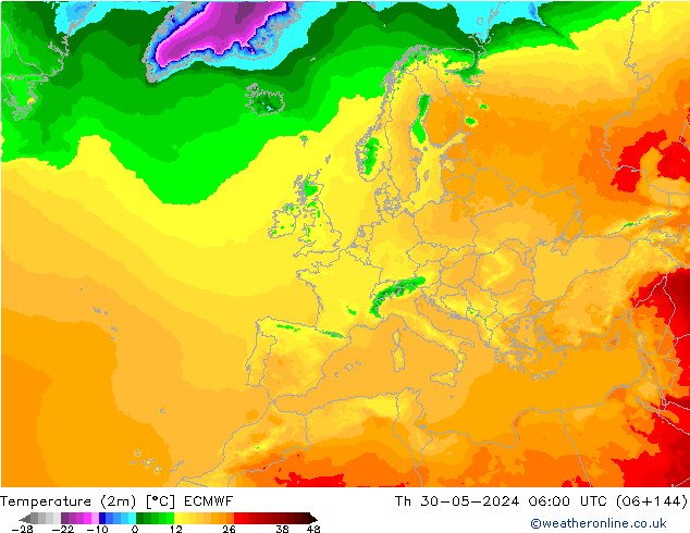 température (2m) ECMWF jeu 30.05.2024 06 UTC