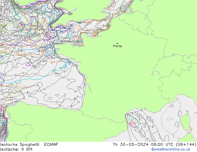 Isotachs Spaghetti ECMWF  30.05.2024 06 UTC