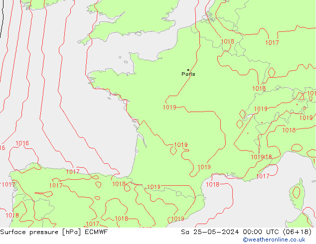 Surface pressure ECMWF Sa 25.05.2024 00 UTC