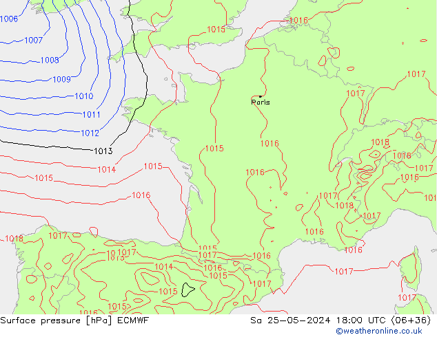 Surface pressure ECMWF Sa 25.05.2024 18 UTC