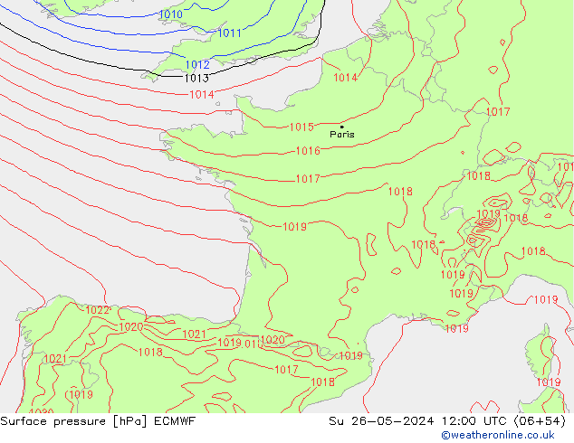 pressão do solo ECMWF Dom 26.05.2024 12 UTC