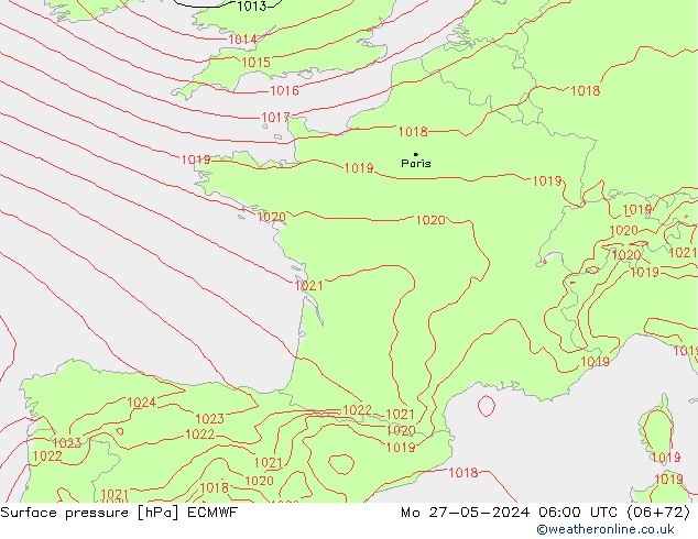 Luchtdruk (Grond) ECMWF ma 27.05.2024 06 UTC