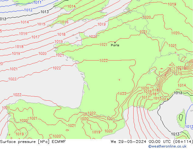 ciśnienie ECMWF śro. 29.05.2024 00 UTC