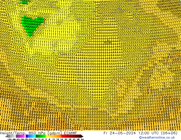 Height/Temp. 850 hPa ECMWF Pá 24.05.2024 12 UTC