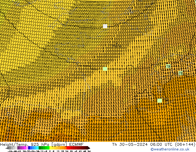 Height/Temp. 925 hPa ECMWF czw. 30.05.2024 06 UTC