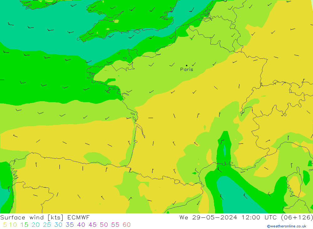 Viento 10 m ECMWF mié 29.05.2024 12 UTC