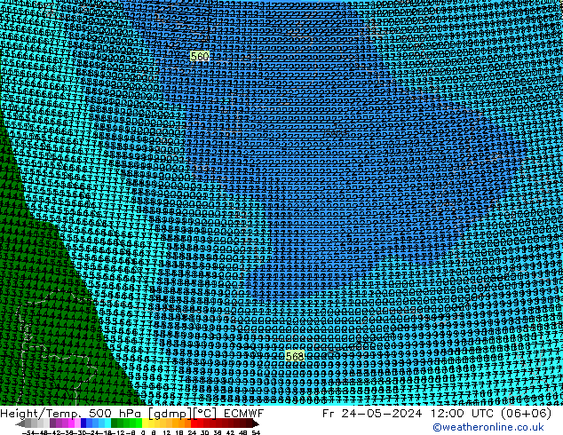 Yükseklik/Sıc. 500 hPa ECMWF Cu 24.05.2024 12 UTC