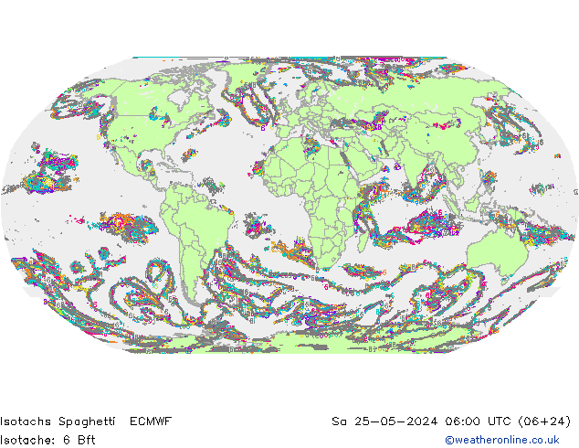 Isotachen Spaghetti ECMWF Sa 25.05.2024 06 UTC