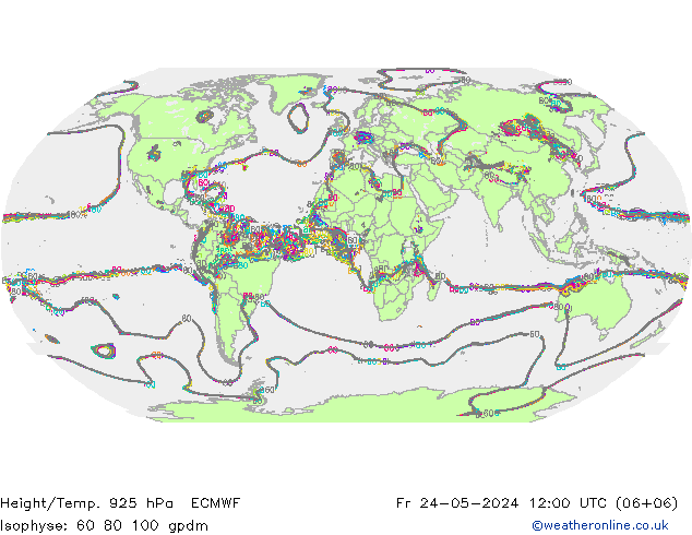 Geop./Temp. 925 hPa ECMWF vie 24.05.2024 12 UTC