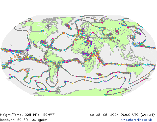 Height/Temp. 925 hPa ECMWF Sa 25.05.2024 06 UTC