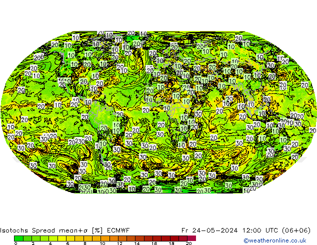 Isotachen Spread ECMWF Fr 24.05.2024 12 UTC